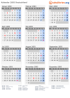 Kalender 2093 mit Ferien und Feiertagen Deutschland