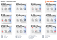 Kalender 2100 mit Ferien und Feiertagen Deutschland