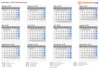 Kalender 2104 mit Ferien und Feiertagen Deutschland